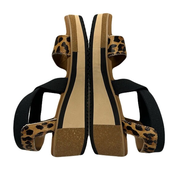 NEW Yellowbox Womens Size 7.5 Janalee Cow Hair Leopard Wedge Sandals Black Tan - Picture 6 of 9